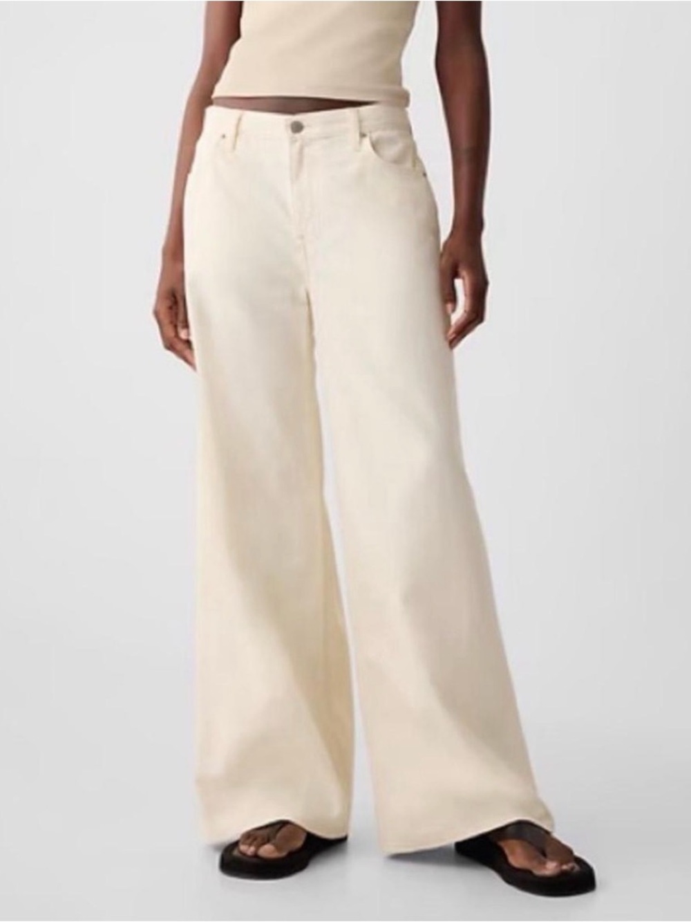NWOT Gap Mid Rise baggy denim jean pants in ecru beige/oatmeal size 28”/size 6